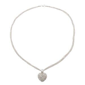 1 Ct Genuine Diamond Heart Sterling Silver Four Strand Necklace 17.5 Inches